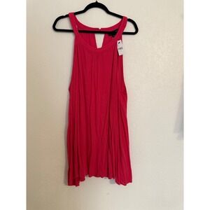 Lane‎ Bryant Womens Size 28 Pink Sleeveless Pleated Trapeze Tank Top NWT